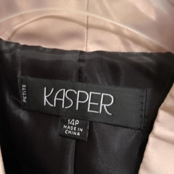 KASPER Black & Blush Pink 2 piece power suit jacket built in shell & skirt 14 P - Picture 2 of 5